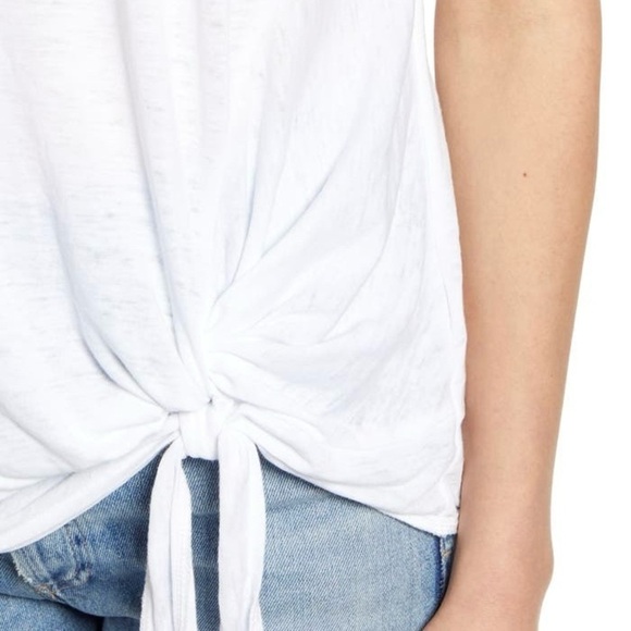 Caslon White Burnout Side Tie Scoop Neck T Shirt Size XL Boho Casual - Picture 4 of 12